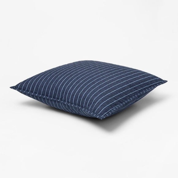 Threshold EURO Navy White Stripe Pillow Sham - Picture 2 of 5